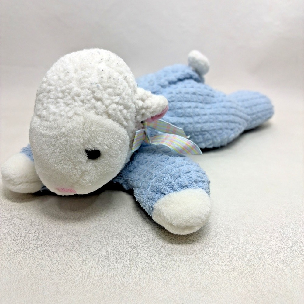 Vintage Eden Blue Terry Waffle Weave Thermal Plush Floppy Lamb Sheep 11" Lovey